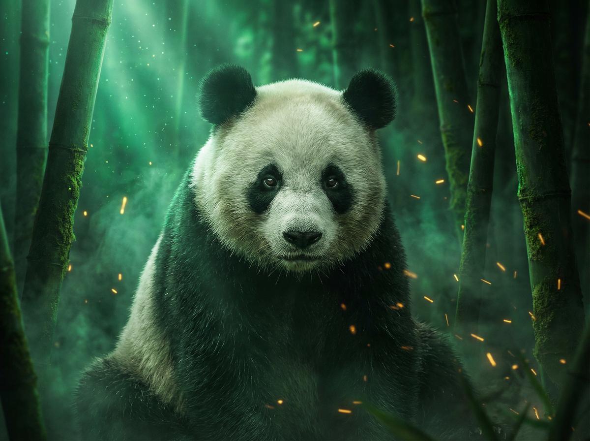 明星-熊猫幼崽竹林嬉戏视频